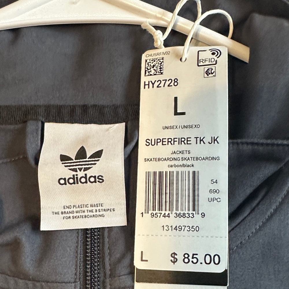 Adidas Men's Charcoal Windbreaker - Picture 2 of 3